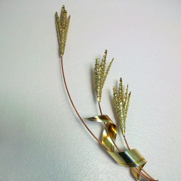 Vintage Homco Brass Metal Wheat Wall Decor - Picture 3 of 5